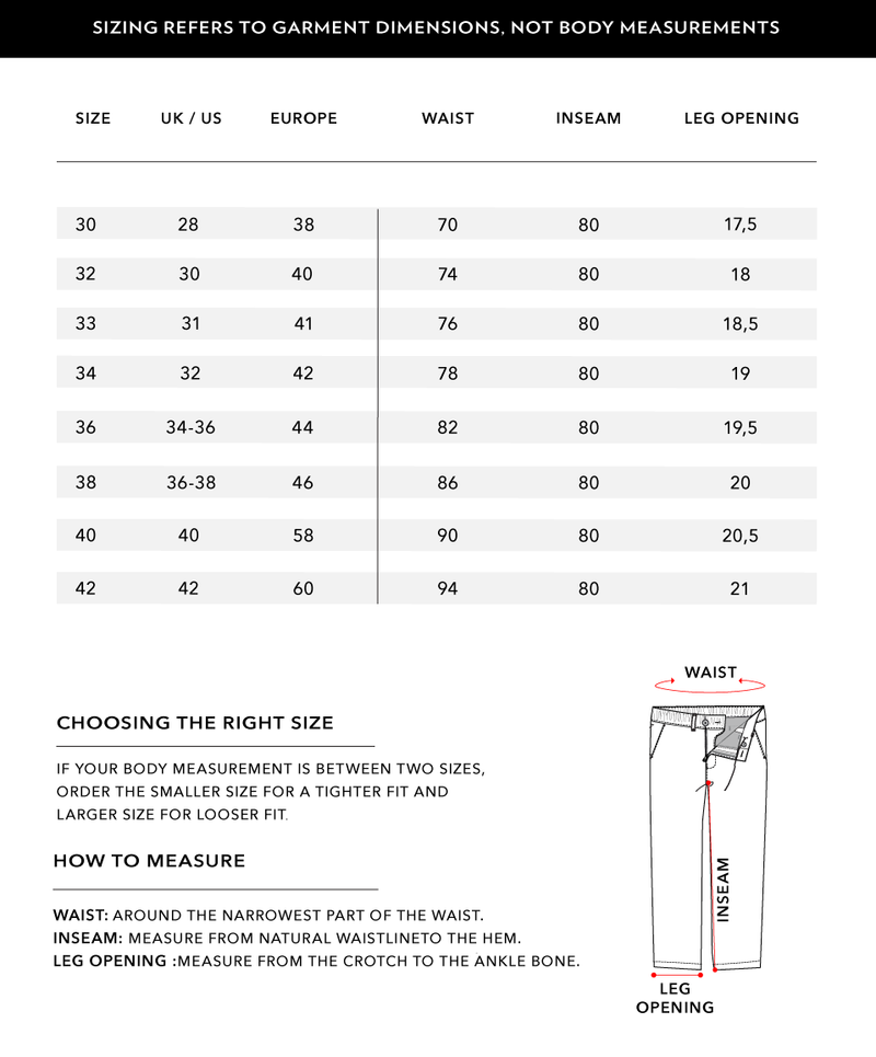 Size Chart 1