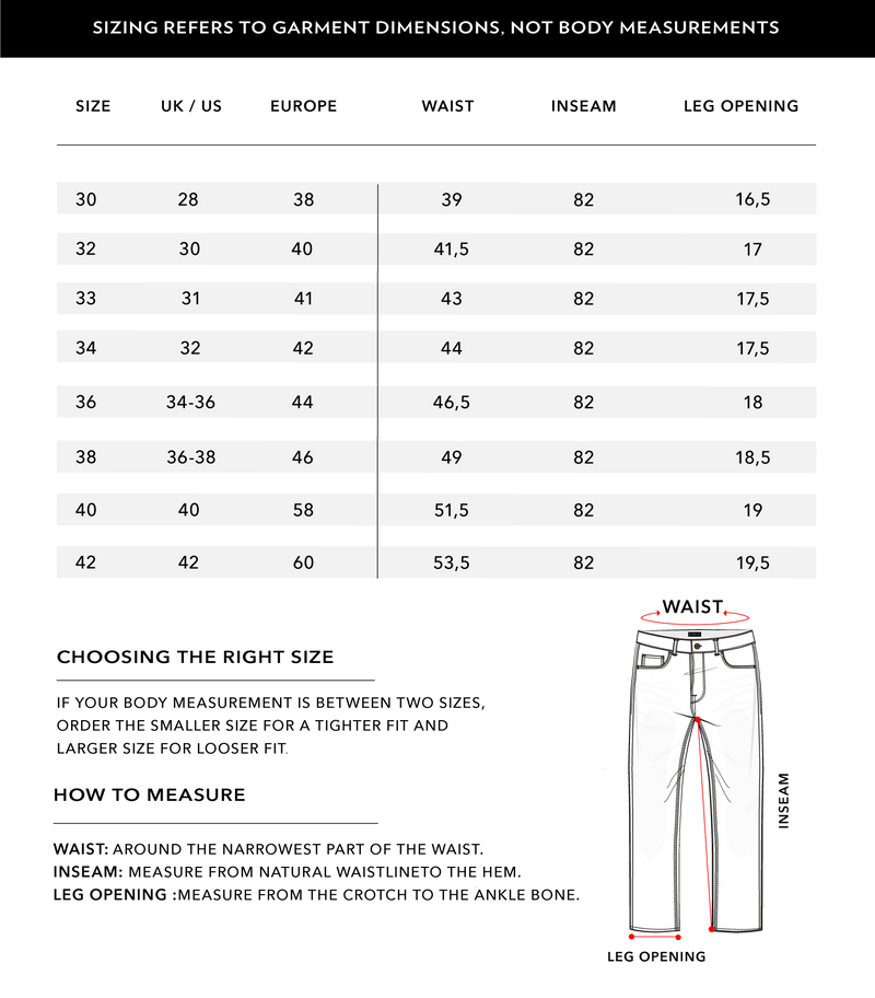Size Chart 1