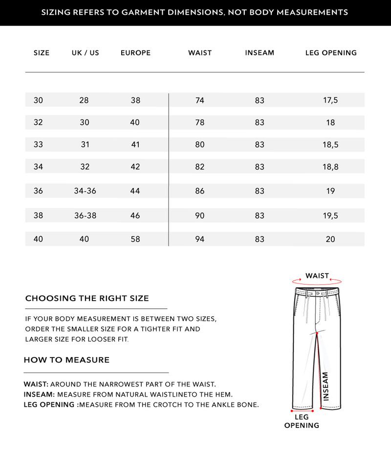 Size Chart 1