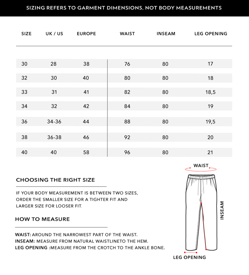 Size Chart 1