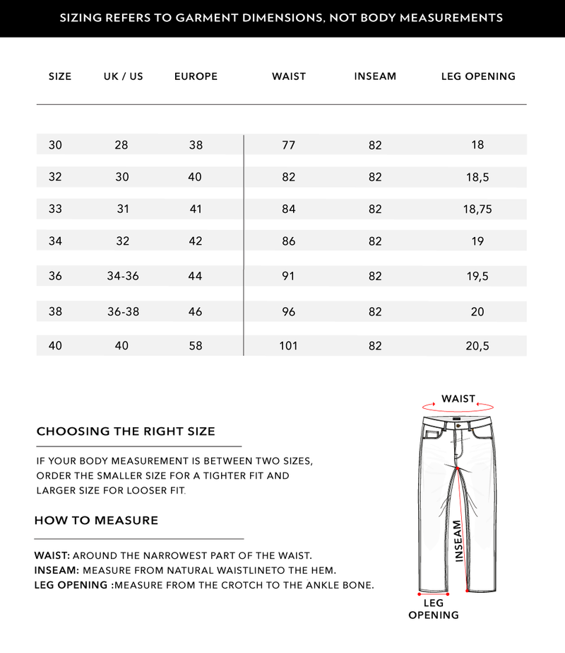 Size Chart 1