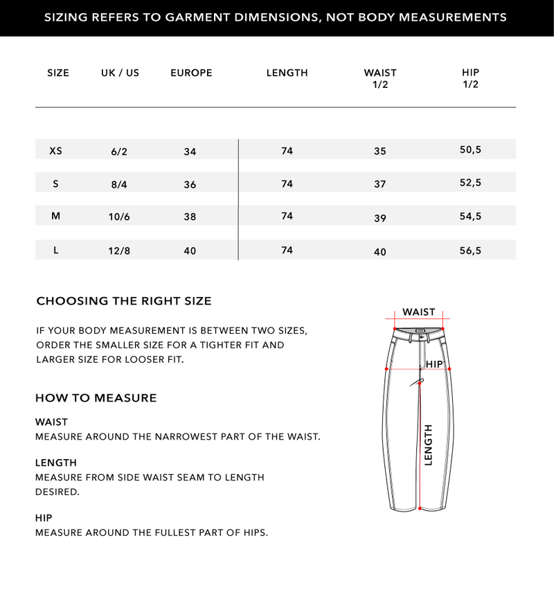 Size Chart 1