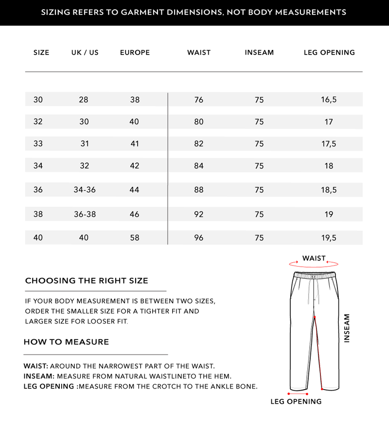Size Chart 1