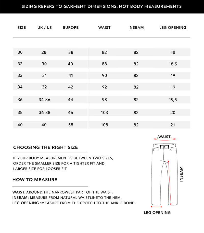 Size Chart 1