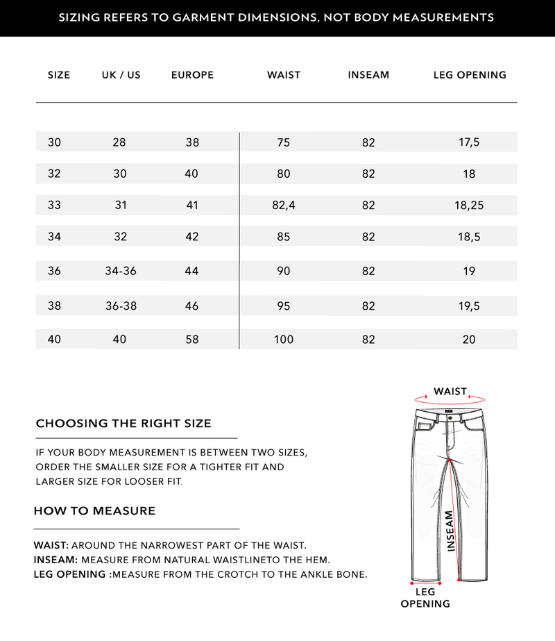 Size Chart 1