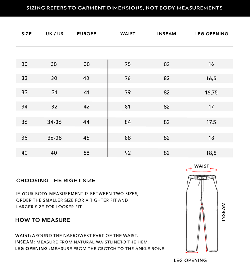 Size Chart 1