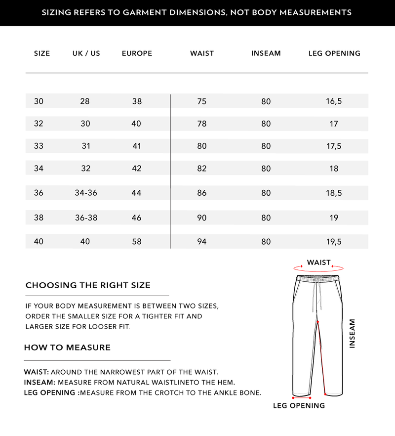 Size Chart 1